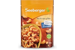 Seeberger Noix de cajou grillées : Noix de cajou croquantes transformées avec soin - snack énergétique riche en protéines sans sel, vegan (1 x 150 g)
