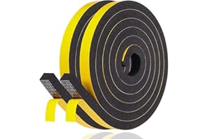 YANKUIRUI Nastro Autoadesivo in Schiuma, 12mm(Larghezza) x 10mm(Spessore), Guarnizione in Gomma per Porte e Finestre, Anti Freddo, Rumore e Collisione, Lunghezza Totale 4M, Nero