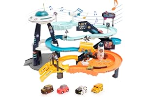 FORROBY Giochi per Bambini 3 anni Educativi Pista Macchinine, Set di Piste da Corsa Tema spaziale in Auto,Vagone Elettrico,Giocattolo per 3 4 5 Anni Regalo Ragazzi Ragazze