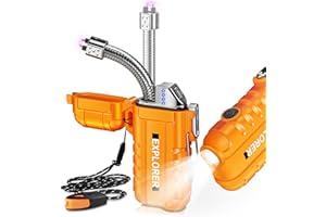 Lafagiet Electric USB C Rechargeable Lighter with LED Battery Display & Flashlight, Waterproof, Windproof 360° Flexible Arc Plasma Lighters for Candle, Camping, Outdoor Activities