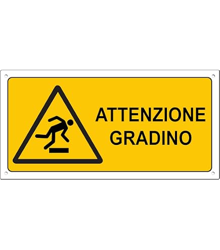 2 Stück "Achtung Stufe" Aufkleber - Italienisch/Englisch, 30x10 Cm, UV-beständig, Wasserdicht Für Innen & Außen