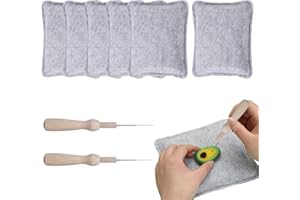 Rbleote 6 Stück Filzunterlage,15x12,5x3,5 Cm,Filzen Starterset,Filzset Für Anfänger,Hohe Temperatur- Und Verschleißfestigkeit,Einfach Zu Verwenden,Mit 2 Filznadeln Zum Trockenfilzen