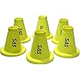 SAS SPORTS Cricket Batting Tee - Durable TPR Material | Cricket Cones for Exercise | Cricket Equipment Tee for Batting, Cricket Practice | Cricket Cones for Practice (Yellow, Pack of 6)