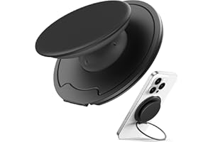 Sinjimoru Magnetischer Handygriff für MagSafe — 3000G Starke Haltekraft, Weiches Silikon, Metallplatte inklusive, iPhone 17/16/15/14/13, M-Tap Tok Ring Stand Schwarz