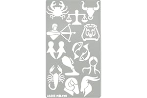 Aleks Melnyk #29c Stencil in Metallo Riutilizzabili per Pittura, 2 pezzi/Stampo Stencil con Nodo Segni Zodiacali, Astrologia/Stencil da Cartolina, DIY/Template di Pittura Decorativo