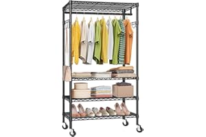 Forthcan Stand appendiabiti con ruote,Appendiabiti mobile, multifunzione, antiruggine, regolare e rimovibile, con 4 ruote universali bloccabili, appendiabiti 90 * 45 * 180cm