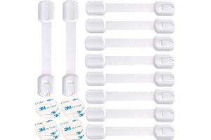 Chennyfun 10*Einstellbar Kindersicherung Schlösser Verstellbare Sicherheits-Schlösser mit 3M Kleber Kein Bohren für Babysicherung für Schränke Schubladen kühlschrank,Weiß