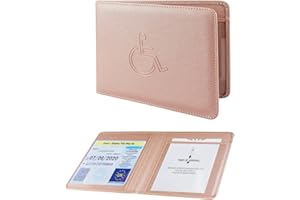 VANHVIS Disabled Badge and Timer Holder, PU Leather Blue Badge Wallet Protector Disabled Parking Permit Cover Hologram-Safe (Rose Gold)