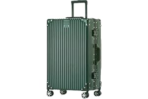 yuweijie Valigia Bagaglio a Mano con telaio rigido in alluminio e coque in 100% PC. Valigia Trolley con 4 Ruote Doppie Girevoli e Lucchetto TSA Integrato(M,39x24.5x57CM,42L,Verde)