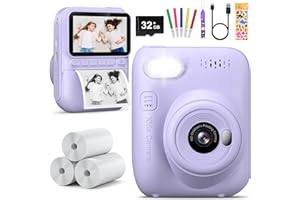 DIAMOOKY Appareil Photo Enfant Instantanée, 3,0 Pouces 1080P Appareil Photo numérique Enfant avec Papier Photo & Carte de 32 Go, Cadeau d'appareil Photo pour Enfants de 3 à 10 Ans