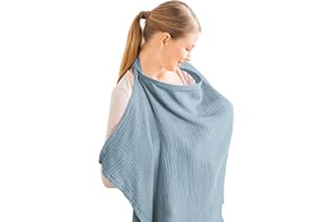 Konssy Funda de muselina para lactancia materna, transpirable, 100% algodón, con aro rígido para delantal de lactancia, toldo multiusos para asiento de coche