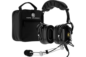 KORE AVIATION P1 General Aviation Headset for Pilots | Mono, riduzione passiva del rumore, microfono con cancellazione del rumore, cuffie acustiche, porta AUX, doppia spina GA con borsa per cuffie (2