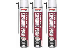 Soudal 750ml Champagne Gap Filler Expanding Foam Handheld Spray with Nozzle & Gloves (3)
