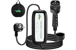 FNRIDS Ladekabel Elektroauto typ 2 schuko, 10M EV Ladegerät Typ 2 Ladekabel Tragbar,16A Elektroauto-Ladegeräte mit LED-Anzeige,IEC 62196-2 mit Tragetasche