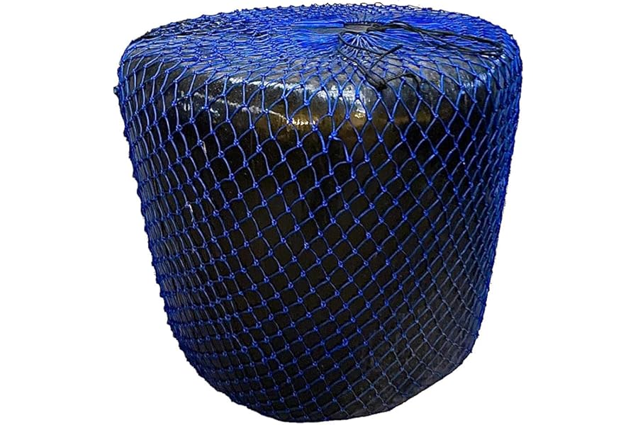 Turner Equestrian Round Bale Hay Net for Horses, Fits 4-ft Round Bales, 2" Slow-Feeder Mesh, Heavy-Duty Nylon with Drawstring — Field Hay Net to Reduce Hay Waste, 5 ft x 4 ft