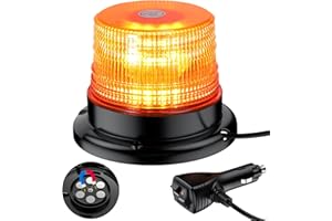 DTEANJU Flashing Beacon Light 40 LED Magnetic Emergency Strobe Light,12V/24V Amber Warning Lights,E57 E-Mark,7 Flash Modes,5m Cable,IP65 Waterproof for Trucks,Cars,Vehicle Recovery,Roadside Assistance