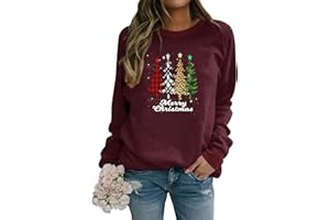 Dresswel Women Merry Christmas Jumper Christmas Tree Sweatshirt Xmas Pullover Long Sleeve Tops Blouse
