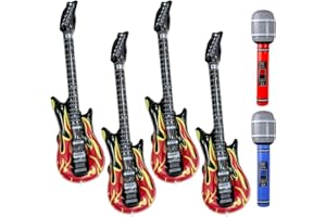 YYHCC Aufblasbare Instrumente,Aufblasbare Luftgitarre,Luftgitarren Zum Aufblasen,Aufblasbare Gitarren,Aufblasbares Mikrofon,Aufblasbares kostüm Kinder,6 Stücke (B)