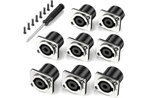 Jumwa 8Pack 4 Pole Spinotto per altoparlanti Spina Speakon Twist Lock femmina per montaggio a pannello in metallo Compatibile con Neutrik Speakon NL4MP, NL4MPR, NL4FC, NL4FX, NLT4X, serie NL4, NL2FC