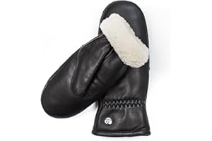 Hand Gewand by Weikert Fäustlinge aus reinem Merino Lammfell und robustem Lammnappa Leder, Touchscreen-fähig, Damen, Lammfellfäustlinge, Lammfell Handschuhe, warme Lammfellhandschuhe