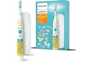 Philips Sonicare For Kids - Brosse à dents électrique edition design avec animaux de compagnie et autocollants pour enfants, étui de voyage compact et chargeur USB (modèle HX3603/01)
