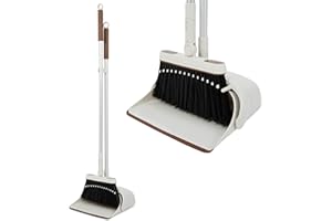 Jekayla Juego de escoba y recogedor con mango largo extensible, combinación de limpieza vertical y ligera para el vestíbulo de la oficina, el salón o la cocina (blanco)