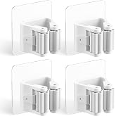 CJSME&reg; Broom and Mop Hanger Adhesive Pack of 4, Wall Mount Adhesive Installation without Drill with Roller System for Holding