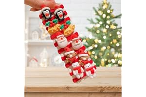 KARELLS Gumka do włosów na choinkę, ozdoba do włosów, 10 sztuk, Boże Narodzenie, ozdoba do włosów, z dzwonkami bożonarodzeniowymi, łoś, Święty Mikołaj, bałwan, do ozdabiania włosów