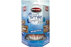 Instant Smile Dents cosmétiques Comfort Fit Flex, teinte blanc brillant, placage supérieur confortable, taille unique pour la plupart