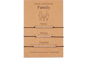 VU100 2/3/4 Codice Morse Bracciale Set Regalo Festa del Papà Regalo Gioielli Fatti A Mano Formato Regolabile Fatto A Mano per Papà Mamma Figlio Figlia Famiglia