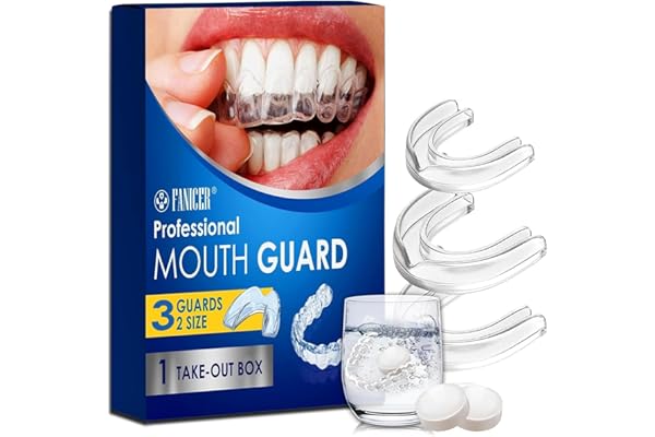 Pack de 3 Férulas de Descarga para Bruxismo Nocturno + 12 Pastillas Limpiadoras - Protector Bucal Anti-Bruxismo en 2 Tamaños, Reduce Ronquidos, Férula Dental Transparente para Dormir- Unisex Adultos