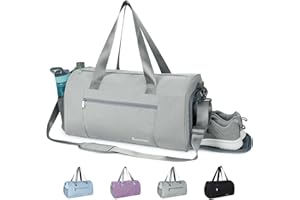 SPORTSNEW Sac de Sport Homme Femme Sac Voyage Weekend avec Compartiment Chaussures et Poche Humide 38L Sac Gym Fitness avec Bandoulière, Gris (Poches Améliorées)