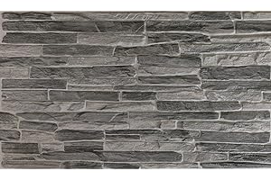 GRACE BALTIC Paneles de pared de plástico PVC 3D decorativos azulejos revestimiento (Gris Oscuro Pizarra)