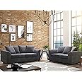 Huge Sale | Grey Jumbo Cord Scatter back Corner Sofa, 3 2 Seater sofa Settee, sofa sets for living room (Grey, 3+2 Seater Sofa)