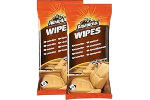 ARMOR ALL Toallitas para cuero Armorall con cera de abeja que limpian y protegen, el paquete incluye 2 bolsas de 20 toallitas