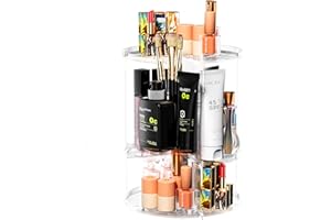Newaner Make Up Kosmetik Organizer, 360 Drehung Lippenstift-Organizer Kosmetische Aufbewahrungsbox Desktop für Dresser Badezimmer Schlafzimmer, Transparent Kommode aus Kunststoff