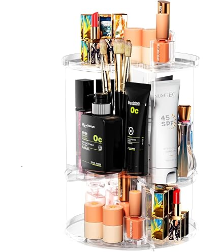 Rangez Votre Salle De Bain : Organisateur De Maquillage Rotatif 360°, Acrylique Transparent - Gain De Place Assuré - 3