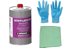 BINDULIN Ethylacetat flüchtiges Reinigungsmittel 1 Liter rein inkl. 1x elastisches Microfasertuch von E-Com24