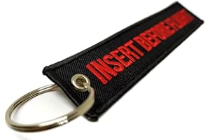 SenzaMa Portachiavi Moto Uomo Insert Before Flight con Anello Porta Chiavi in Resistente Tela Ricamata su Entrambi i Lati per Barca Auto Compatibile con Ducati Honda Bmw Ktm Kawasaki