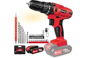 7SEVENJOKERS Trapano Avvitatore Batteria 21V, Avvitatore a Batteria con Batterie 2.0Ah, 45 N.m Avvitatore Elettrico, 25+1,2 Velocità, 25+1 Impostazione Coppia, LED Luce, per Riparazione, Fai da te