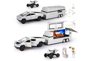 MODVKVK Tesla Cybertruck Modellino 1:24, Macchinina Cyber-truck, kit Modello di Camper con Luce e Musica, Funzione Pull-Back, Lega Pressofusa, Ideale per Bambini dai 3 Anni e Collezionisti (Argento)
