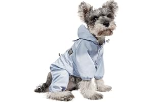 JODSEN Impermeables para Perros Mascotas,Impermeable Ajustable con cordón para Cachorros al Aire Libre,Chaqueta para Cachorro con Capucha Resistente al Agua para Perro pequeño medianos (L, Blue)