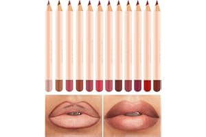 Allbestaye Lipliner Set,12pcs/Set Rot Matt Konturenstifte Lippenstifte Wasserfest Make-up Kit Lip liner Pencil