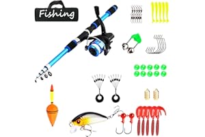 DYOUEN 1.8M Telescopic Fishing Set Rod and Spinning Reel Combo Tackle Kit children's carbon fiber starter Complete for Saltwater and Freshwater Fishing