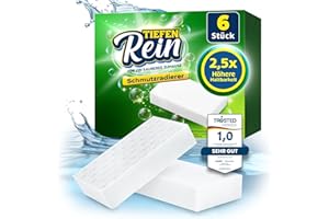 ‎TIEFENREIN 2,5X längere Lebensdauer | Schmutzradierer PRO 6 Stück - Neu: Radierschwamm | extra langlebiger Zauberschwamm | Magic Eraser Schwamm entfernt Schmutz an Wand, auf Schuhen, in der Küche und Bad