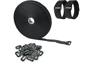 ANQFZQE 8M Velcro Straps Adjustable Cable Straps with 40 Buckles,Black Reusable Velcro Straps Heavy Duty,Free Cut Length,Hook and Loop Tape,Velcro Straps Adjustable for Home,Office,Garden,Wire Management