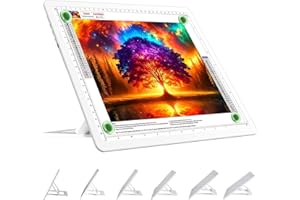 TOHETO Rechargeable A4 Light Board with Stand, Super Bright Magnetic Light Pad with Side Buttons, Wireless Light Box for Tracing and Drawing, Cordless LED Light Table for Diamond Painting, Sketching