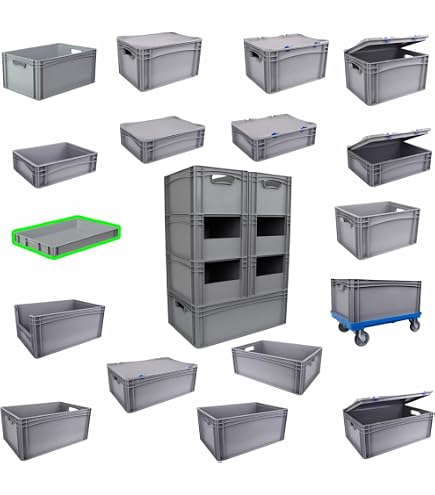 6x SSI Schäfer Stapelbehälter EuroBox ELB 4220 40x30x22 cm Stapelbox Kiste