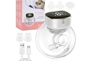 ‎TAIKOUL Milchpumpe Elektrisch Tragbar, Milchpumpe Handsfree mit 4 Modi und 12 Stufen Geräuscharm und Schmerzlos, Großwinkelige Ausführung, Elektrische Milchpumpe Freihändig mit LCD-Display,19mm-21mm Flansch