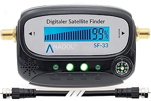 [Test SEHR GUT *] Anadol SF33 Black LCD digital Satfinder - digitales Satelliten Messgerät - zum Ausrichten/Einstellen von Sat Antennen - mit Signalton, Verbindungskabel + deutsche Anleitung